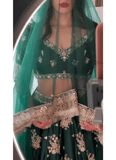Heavy Embroidered Work Japan Satin Green Bridal Lehenga Choli - women's fashion mart