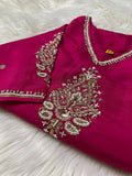 Pink cotton silk embroidered straight kurta set with dupatta  women's fashion mart