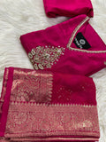 Pink cotton silk embroidered straight kurta set with dupatta  women's fashion mart