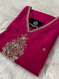 Pink cotton silk embroidered straight kurta set with dupatta  women's fashion mart
