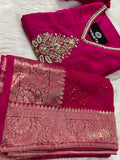 Pink cotton silk embroidered straight kurta set with dupatta  women's fashion mart