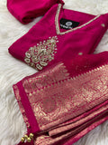 Pink cotton silk embroidered straight kurta set with dupatta  women's fashion mart
