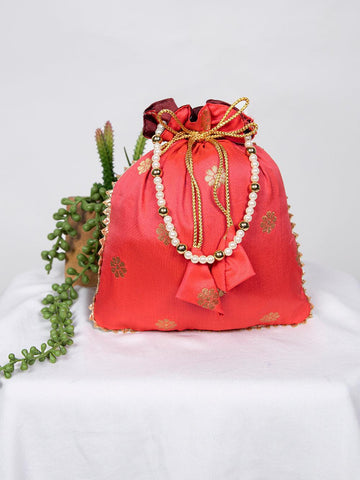 Imperial Color Weaving Zari Work Silk Batwa -potli bags Default Title women's fashion mart