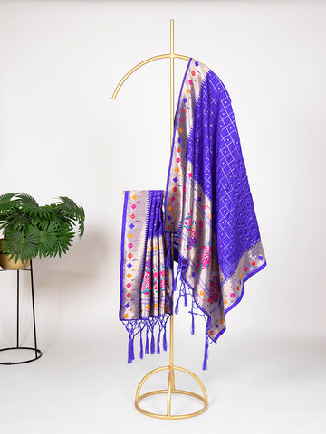 Blue Color Zari Weaving Work Jacquard Paithani Dupatta - women's fashion mart