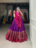 Purple Color Print With Foil Work Tussar Silk Lehenga Choli - women's fashion mart