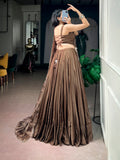Garba Wear Brown Color Lehenga choli