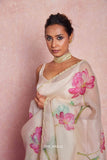 Kamal Beige Organza Silk Saree - women's fashion mart