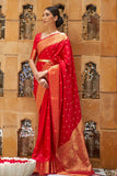 Bright Red Banarasi Saree -Kanjivaram Saree Default Title women's fashion mart