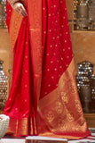 Bright Red Banarasi Saree -Kanjivaram Saree Default Title women's fashion mart