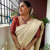 Light Golden Kanjivaram Saree -Kanjivaram Saree Default Title women's fashion mart