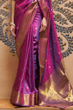 Winterberry Purple Banarasi Silk Saree With Blouse Piece -Kanjivaram Saree Default Title women's fashion mart