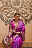 Winterberry Purple Banarasi Silk Saree With Blouse Piece -Kanjivaram Saree Default Title women's fashion mart