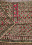 Beige Printed Chanderi Semi Stitched Salwar Suit -Salwar Suit One Size women's fashion mart