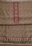 Beige Printed Chanderi Semi Stitched Salwar Suit -Salwar Suit One Size women's fashion mart