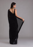 Black Sequins Georgette Designer Saree -Saree One Size women's fashion mart