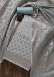 Grey Zariwork Banarasi Unstitched Salwar Suit -Salwar Suit One Size women's fashion mart