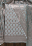 Grey Zariwork Banarasi Unstitched Salwar Suit -Salwar Suit One Size women's fashion mart