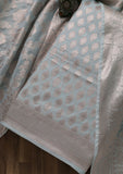 Grey Zariwork Banarasi Unstitched Salwar Suit -Salwar Suit One Size women's fashion mart
