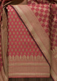 Onion Pink Zariwork Banarasi Unstitched Salwar Suit -Salwar Suit One Size women's fashion mart