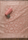 Peach Zariwork Banarasi Unstitched Salwar Suit -Salwar Suit One Size women's fashion mart