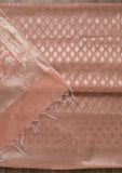 Peach Zariwork Banarasi Unstitched Salwar Suit -Salwar Suit One Size women's fashion mart