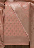Peach Zariwork Banarasi Unstitched Salwar Suit -Salwar Suit One Size women's fashion mart