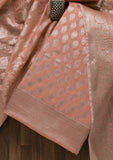 Peach Zariwork Banarasi Unstitched Salwar Suit -Salwar Suit One Size women's fashion mart