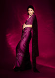 Wine Stonework Satin Designer Saree -Saree One Size women's fashion mart