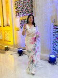 Kumud Off White Organza Silk Saree - women's fashion mart