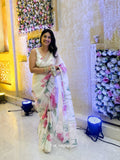 Kumud Off White Organza Silk Saree - women's fashion mart