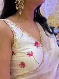 Kumud Off White Organza Silk Saree - women's fashion mart