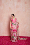 Kumud Pink Organza Silk Saree - women's fashion mart