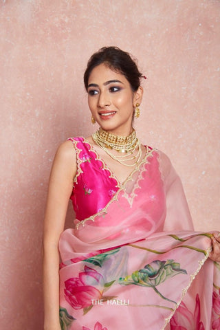 Kumud Pink Organza Silk Saree - women's fashion mart
