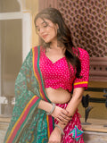Pink Color Leheriya With Patola Print Tussar Silk Lehenga Choli - women's fashion mart