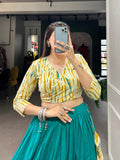 Teal Color Plain Cotton Indian Lehenga Choli -indian lehenga choli Free Size / Semi-Stitched women's fashion mart