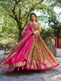 Mustard Color Kalamkari Print With Foil Work Tussar Silk Lehenga Choli - women's fashion mart