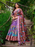 Lavender Color Kalamkari Print With Zari Weaving Dola Silk Voni Lehenga Choli - women's fashion mart