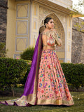 Peach Color Jacquard Silk (Paithani) Weaving Zari Work South Lehenga Choli - women's fashion mart