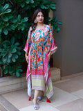 Pink Color Digital Printed Pure Gaji Silk Kaftan - women's fashion mart