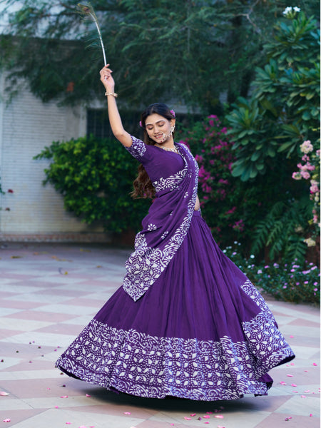 Festival Wear Cotton Chanderi Lehenga