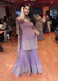 Lilac Purple Color Georgette Embroidery Palazzo Suit -Salwar Kameez XS women's fashion mart