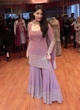 Lilac Purple Color Georgette Embroidery Palazzo Suit -Salwar Kameez XS women's fashion mart