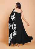 Lovable Black Fox Georgette Gown for Raksha Bandhan -Gowns Semi Stitched women's fashion mart