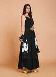 Lovable Black Fox Georgette Gown for Raksha Bandhan -Gowns Semi Stitched women's fashion mart