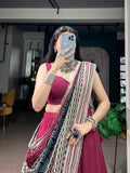 Magenta Pink Color Rayon Lehenga