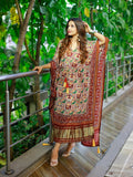 Maroon Color Bandhani Printed Pure Gaji Silk Kaftan -kaftan kurta Default Title women's fashion mart