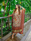Maroon Color Bandhani Printed Pure Gaji Silk Kaftan - women's fashion mart