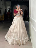 Maroon Color Viscose Border Poly Tasar Lehenga Choli