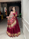 Maroon Color Dyeing With Lagdi Patta Gaji Silk Lehenga Choli - women's fashion mart