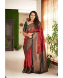 Maroon Colour Kanjivaram Woven Silk Saree With Blouse Piece - women's fashion mart